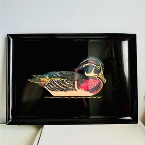 VTG Couroc is Laquered Tray Mallard Duck 17.75" x 12"